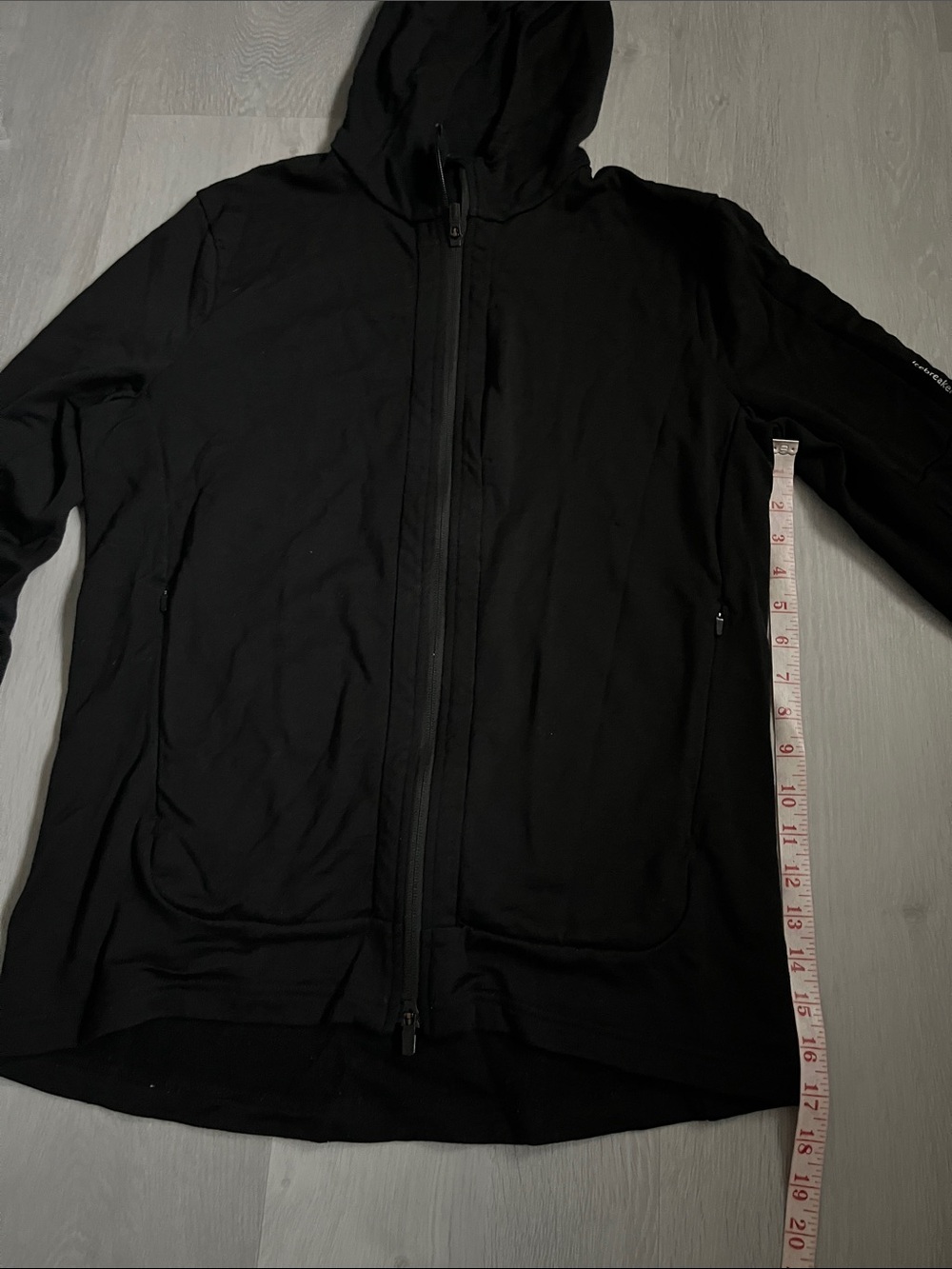 ICEBREAKER WOOL HOODED JACKET FRONT ZIP DARK BLACK WOMENS LARGE - Picture 12 of 14